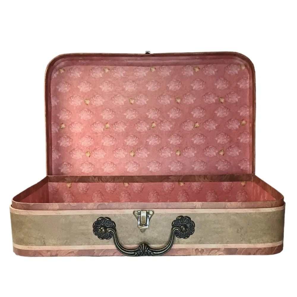 Cynthia Coulter Faux Suitcase Paperboard Rose Storage Organizer